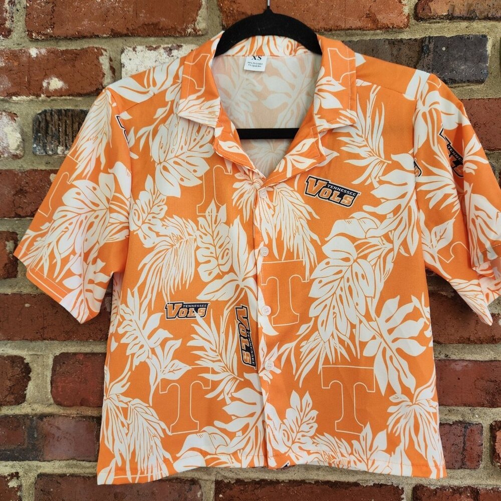 UT Hawaiian Xs Shirt University Of Tennessee Vols XS Crop Button Up Orange